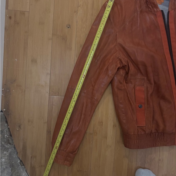 Hugo Boss Hooded Soft Leather Jacket Sheepskin Rusty Red Orange medium - Picture 6 of 6